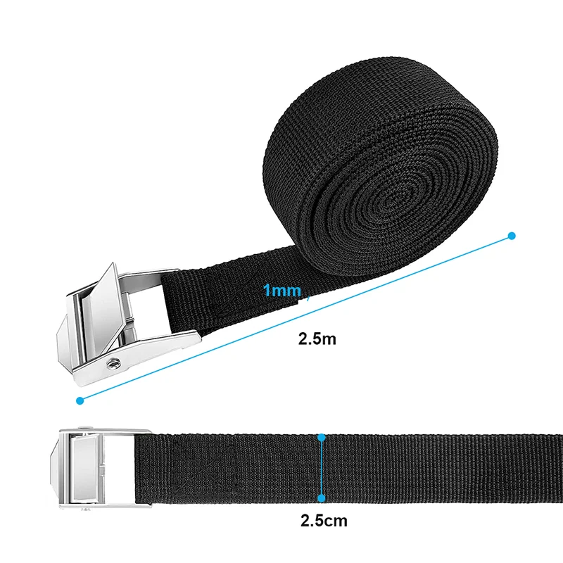 2pcs Tie Down Strap 2.5m Cargo Straps with Buckle Auto Luggage Lashing Fixed Strap 2.5m Ratchet Belt for Motorcycle Car Bicycle