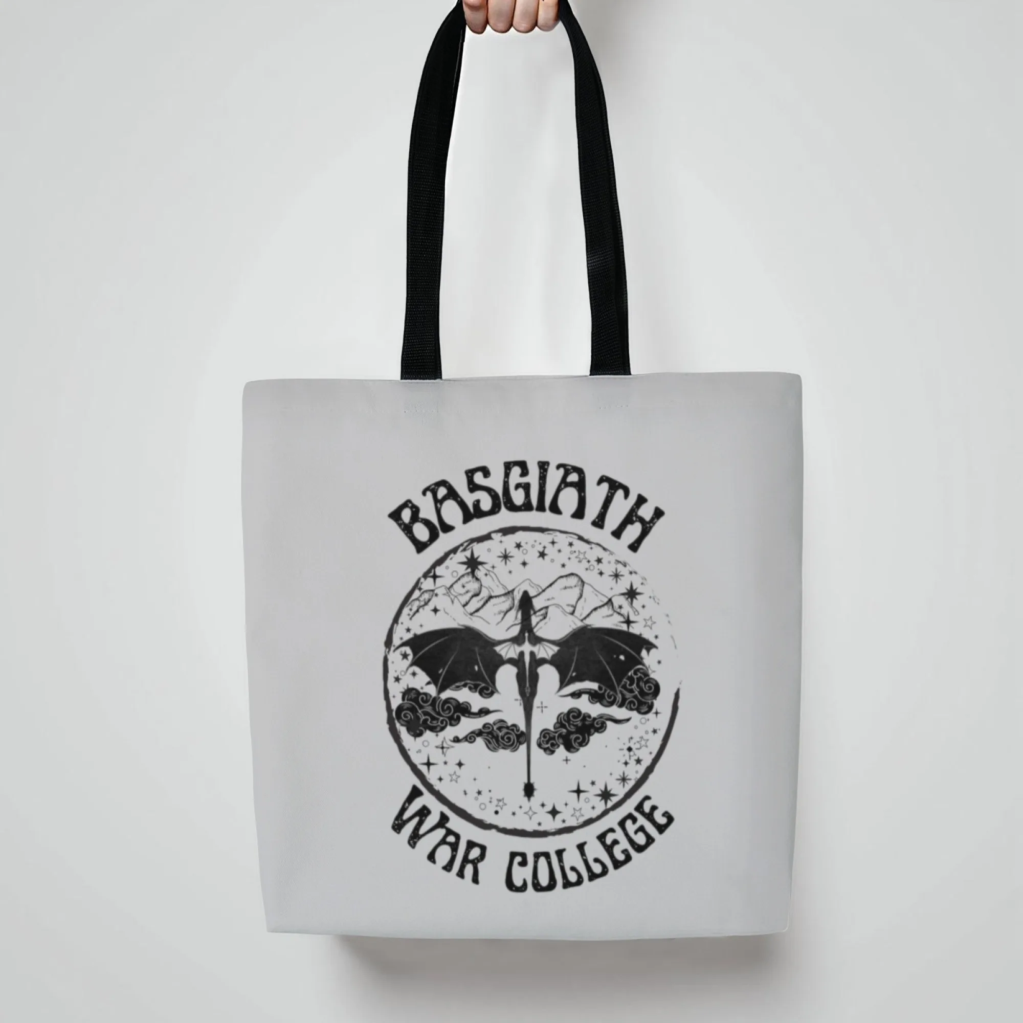 حقيبة تسوق متينة من القماش Basgiath War College حقيبة تسوق قابلة لإعادة الاستخدام بطباعة تنين خيالية أنيقة للاستخدام اليومي والكتاب #3