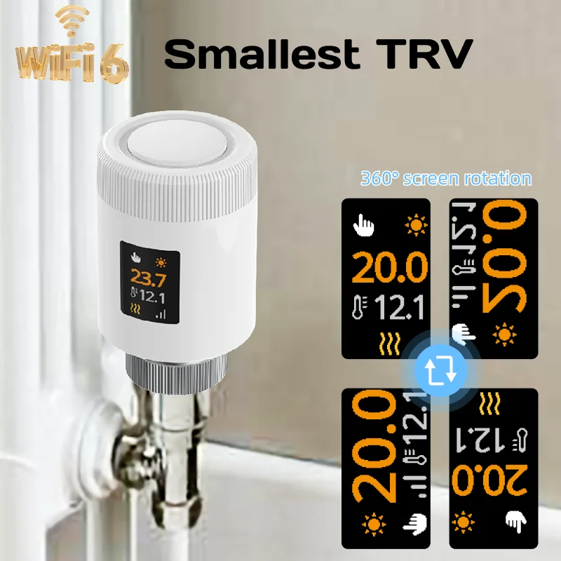 

EZAIOT WiFi6 Tuya Thermostat Radiator Actuator 2 Batteries TRV Thermostatic Valve Smart Life Temperature Controller Alexa Google