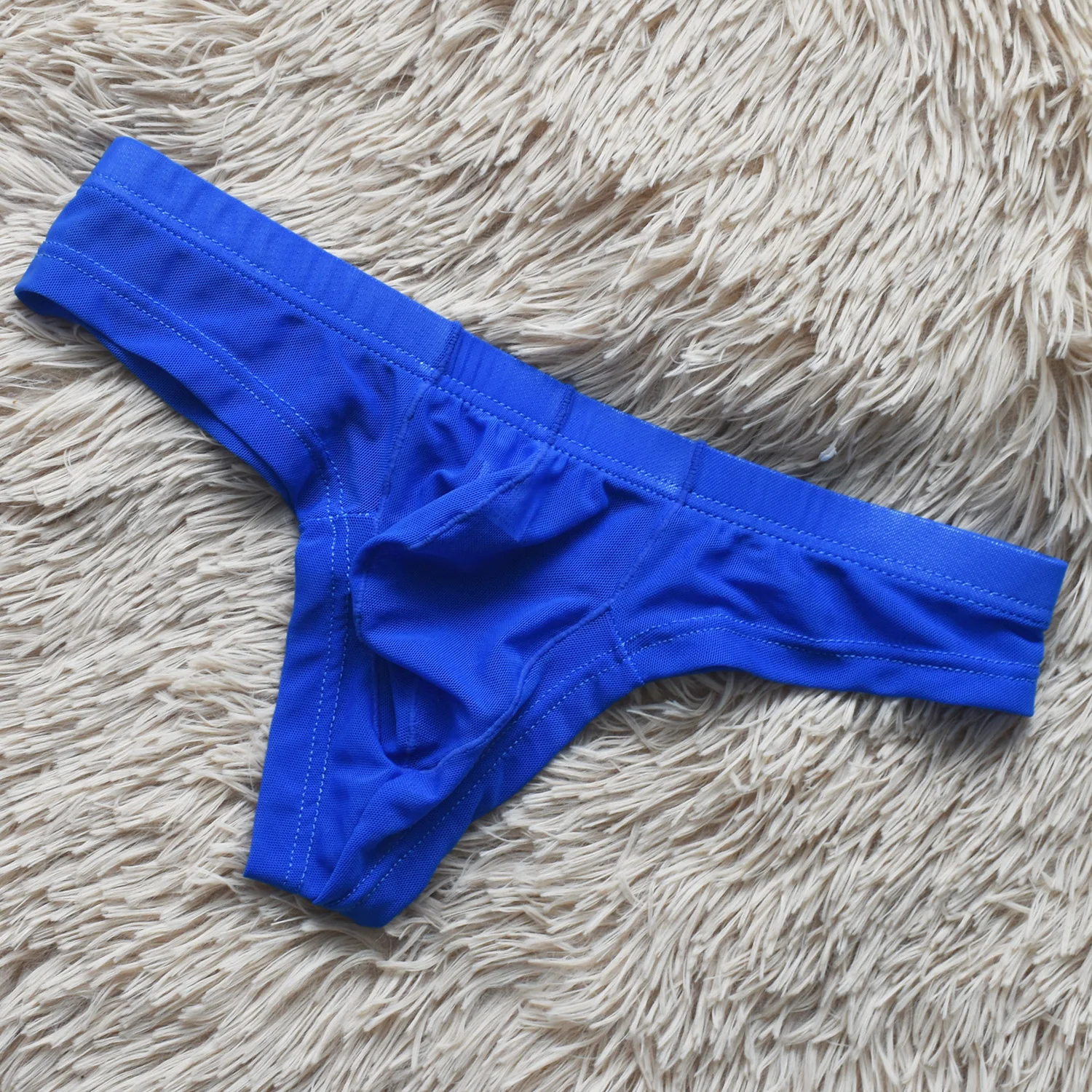 Mesh Transparent Underwear Men's Sexy Small Flat-angle Thong Sexy Low-rise U Convex Pouch Large T-back Thongs Mini Bikini