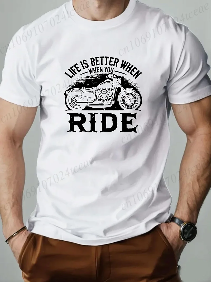 Life Is Better When You Ride Motorcycle Speed Lover Tshirt Design T-shirts Summer Short-sleeved T Shirt Men Women Streetwear