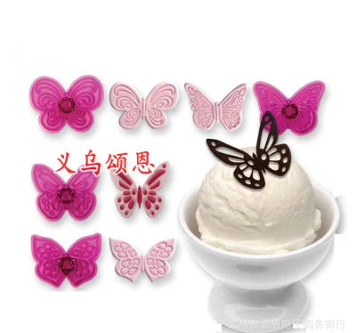 4 unids/set plástico mariposa repujado pastel Fondant galletita de azúcar cortadores para decoración molde para pastel y galletas herramientas para hornear K049
