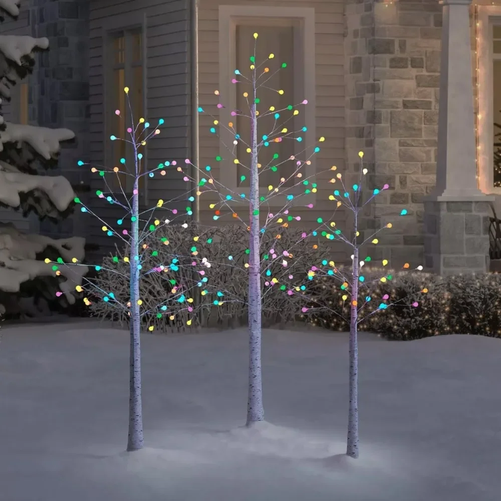 

Three Pre Installed Illuminated Flower Tree Christmas Decoration Sets Are Versatile and Can Be Used Both Indoors and Outdoors