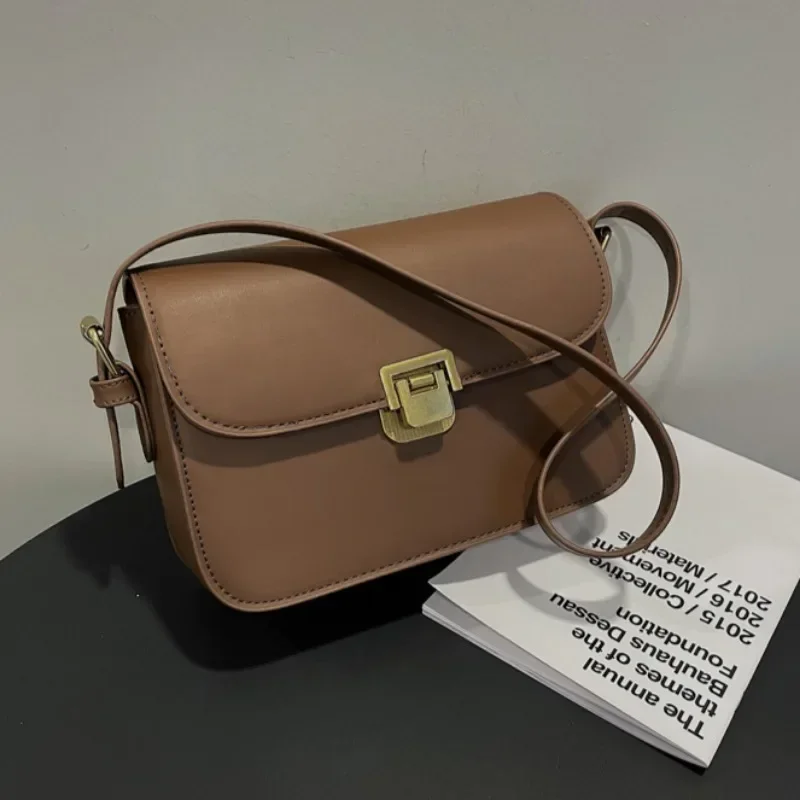 Bolso cuadrado De PU liso informal, superventas, bolso De hombro versátil para ir al trabajo, bolso cruzado De moda para Mujer, Bolsas De Mujer