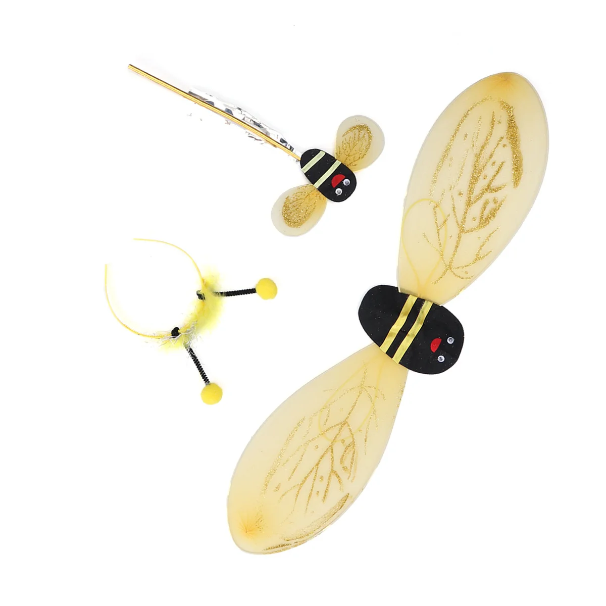 

3Pcs Bee Costume Set Yellow Black Wings Headband Wand Perfect Dress Up Honey Bee Costume for Stage