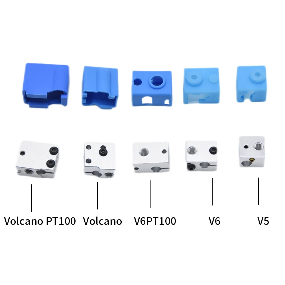 3/5/10pcs Hotend Silicone Socks for E3d V6 V5 Volcano PT100 Ender3 S1 CR10 MK8 CR6 SE 3d Printer Silicone Sleeves for Heat Block view 2