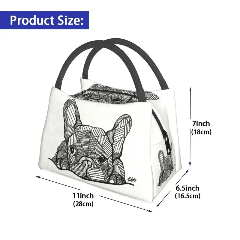 Custom French Bulldog Puppy Facial Lunch Bags Women Warm Cooler Insulated Lunch Boxes for Office Travel