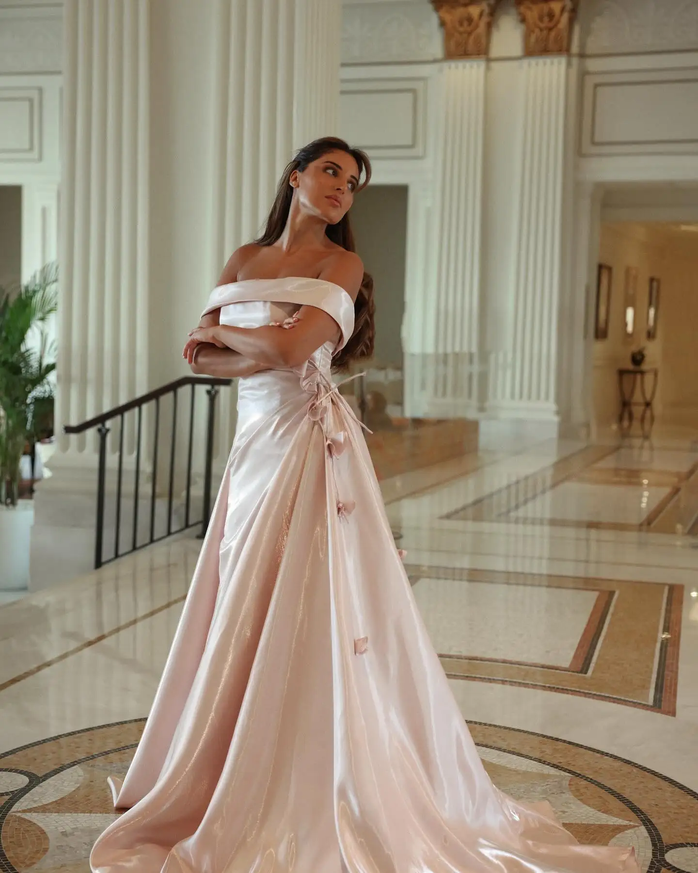 Sharon Said Pink 3D Flower Dubai Evening Dress Off Shoulder With Overskirt for Woman Wedding Formal Gown SF080 Customized