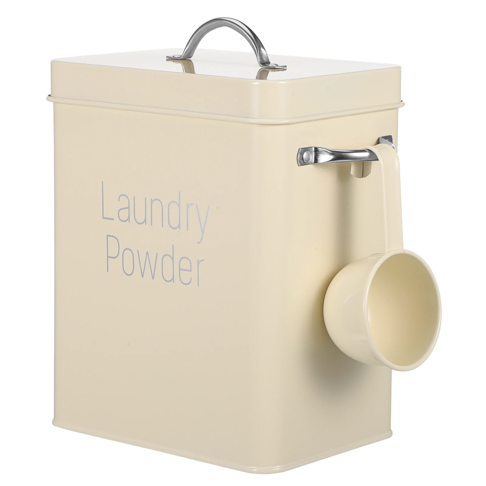 

Metal Storage Can Box White Spoon Strong Handle Dust Proof Pet Food Laundry Powder Kitchen Rice Flour