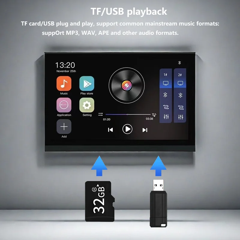 2025 New Type 7 Inch Smart Home Background Music Player Stereo Sound WIFI Touch Screen Bluetooth Audio Android Wall Amplifier