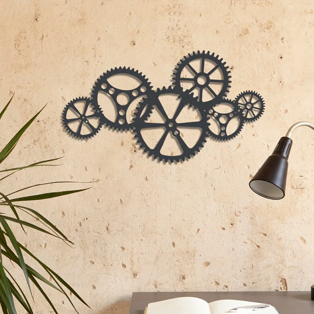 CIFBUY Metal Wall Art Steampunk Gear Iron Craft Sculpture Hanging Decor For Home Living Room Bedroom Rust Resistant