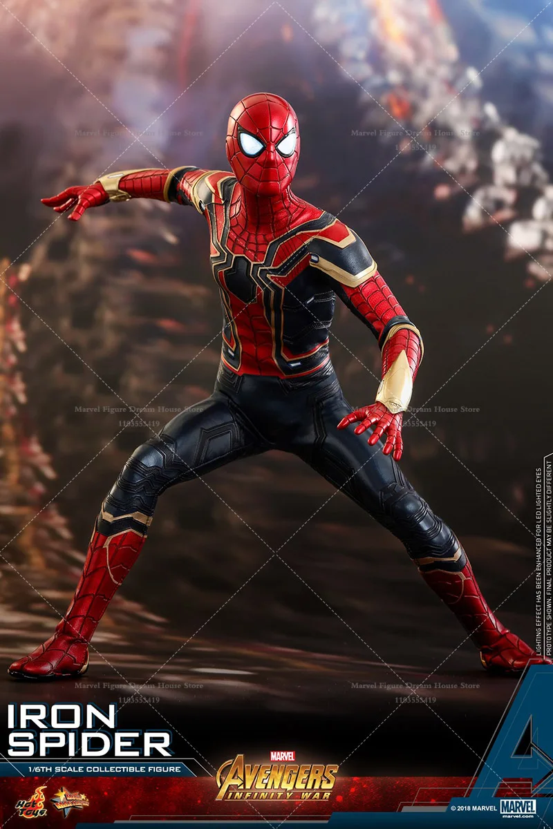 HOTTOYS MMS482 escala 1/6 Marvel Spider-Man Peter Parker Golden Spider garra de acero 12 pulgadas conjunto completo hombre figura de acción soldado