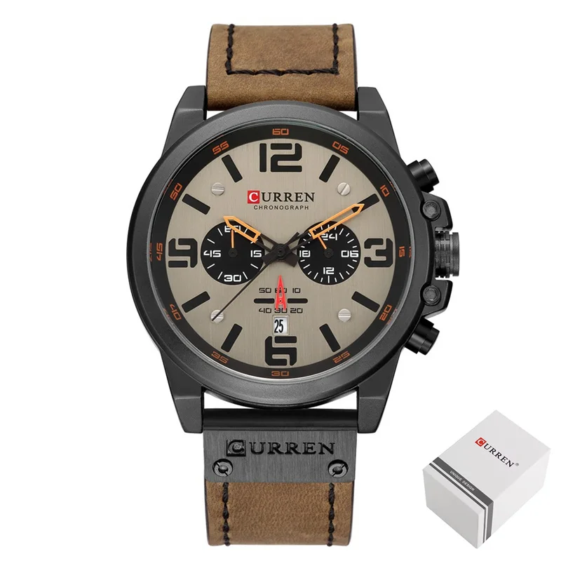 Curren Hot Selling 8314 Luxury Fashion Men Watch Business Leather Quartz Waterproof Six Needle Date Casual Relogio Masculino