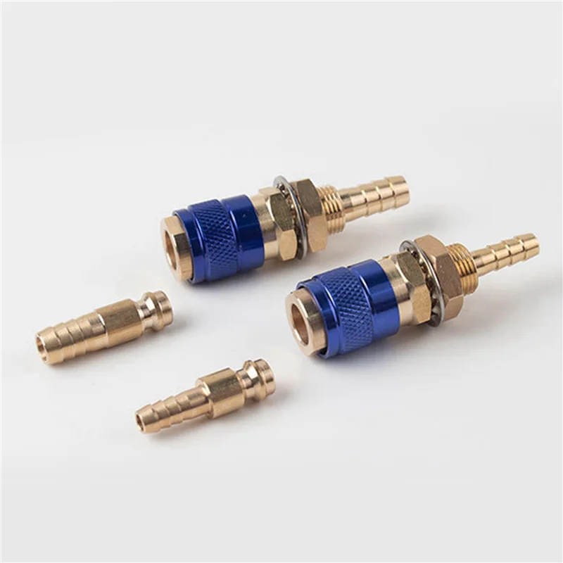 A71P 6 قطع 6 مم محول مياه الغاز المبرد بالهواء المبرد موصل سريع مناسب لقابس شعلة لحام MIG TIG، أزرق + أحمر