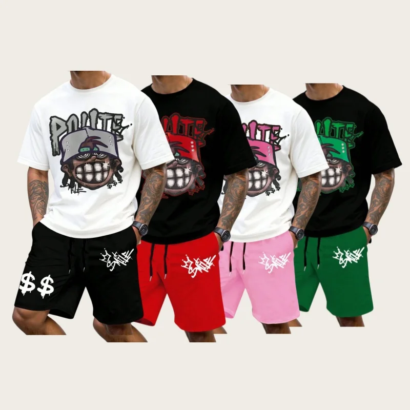

Fashion Leisure Comfortable Set for Men Including T-shirts Shorts Suitable Sports Fitness Activities 2025 Summer 3D Print