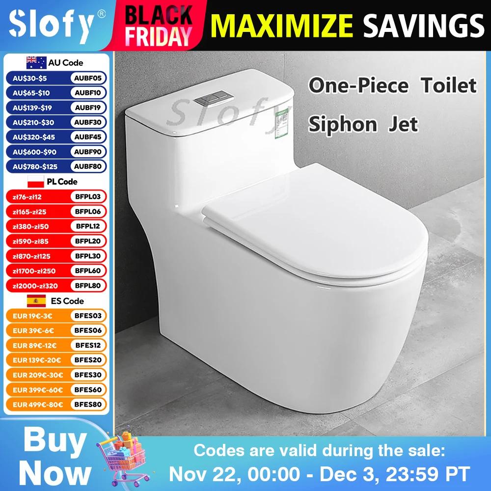 Toilet One Piece Modern White Chair Toilet Bowl Toilet Set Lid Powerful Flush With System Silent For Basement Bathroom WC