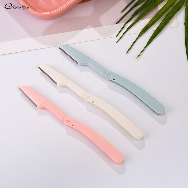 Eyebrow Trimmer Foldable Eye brow Scraper Hair Remover Set Portable Stainless Steel Women Face Razor Blades Shaver Beauty Tools