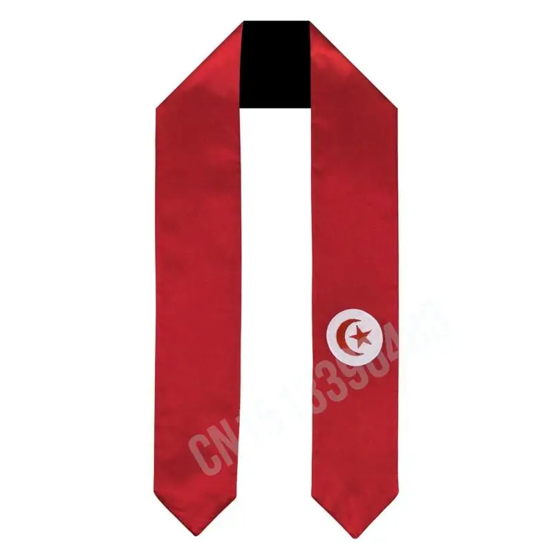 Tunisia Flag Scarf Top Print Graduation Sash Stole International Study Abroad Adult Unisex Party Accessory