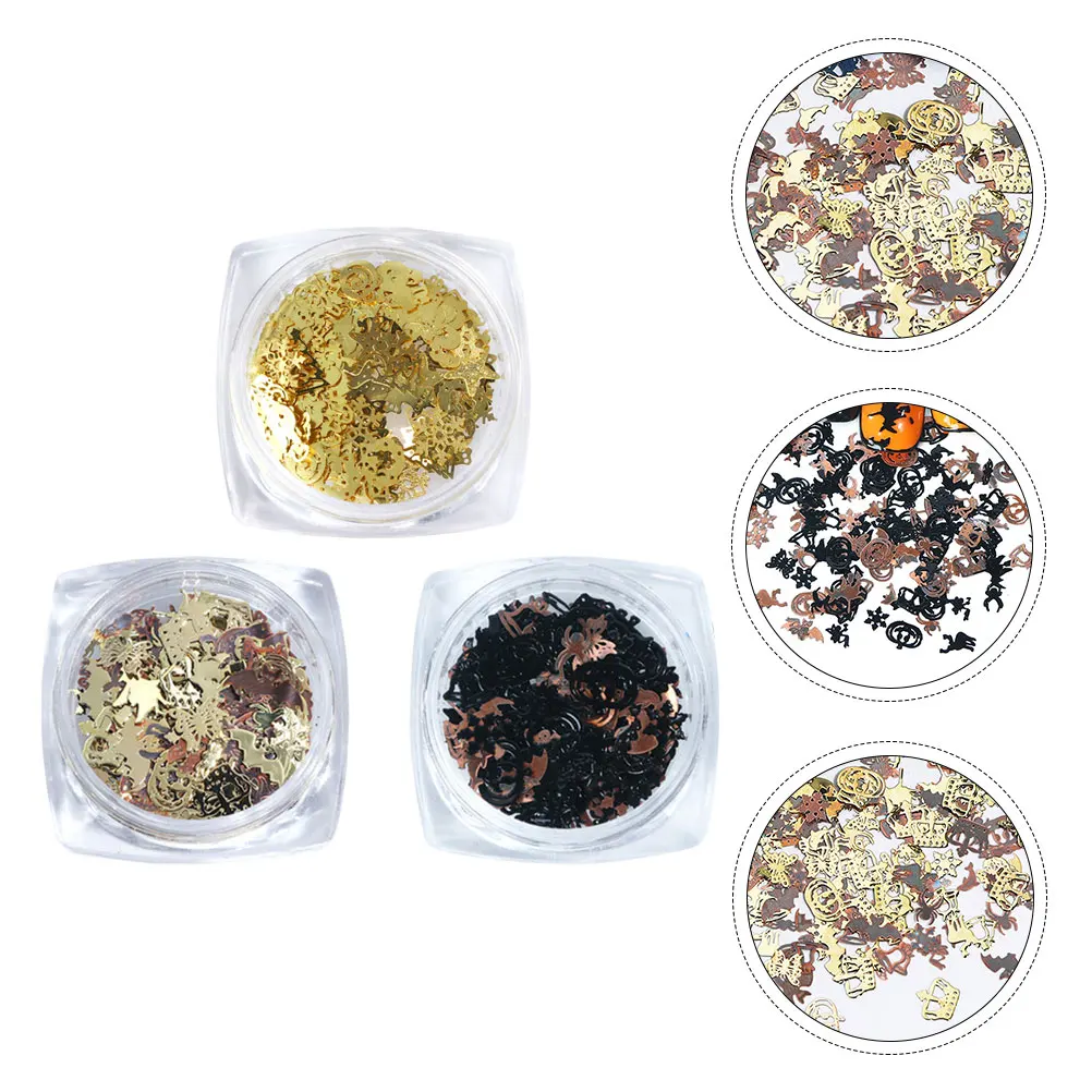 360 Uds uñas artificiales calabaza bruja estampado parches de uñas dorado negro herramienta de manicura desechable para Halloween Navidad DIY