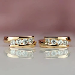 Huitan Temperament Women's Circle Earrings Gold Color Low-key Daily Wearable Versatile Hoop Earrings for Female Classic Jewelry