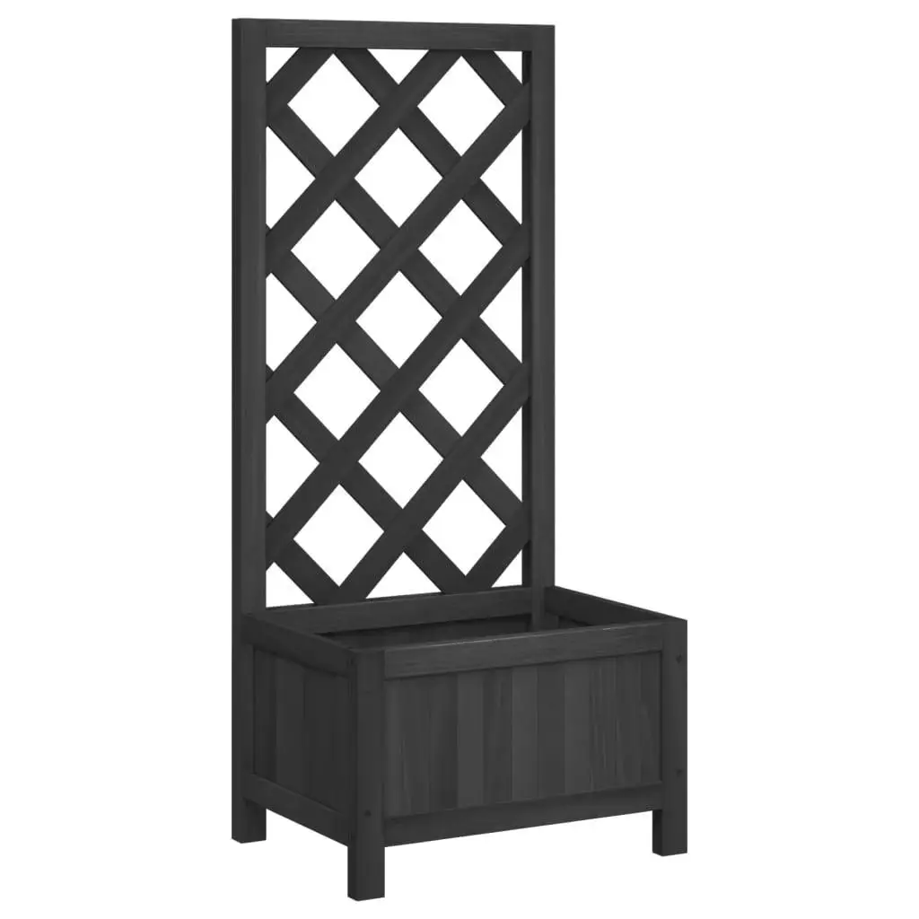 Solid Wood Fir Planter with Trellis - Black Garden Plant Holder for Outdoor & Indoor Use