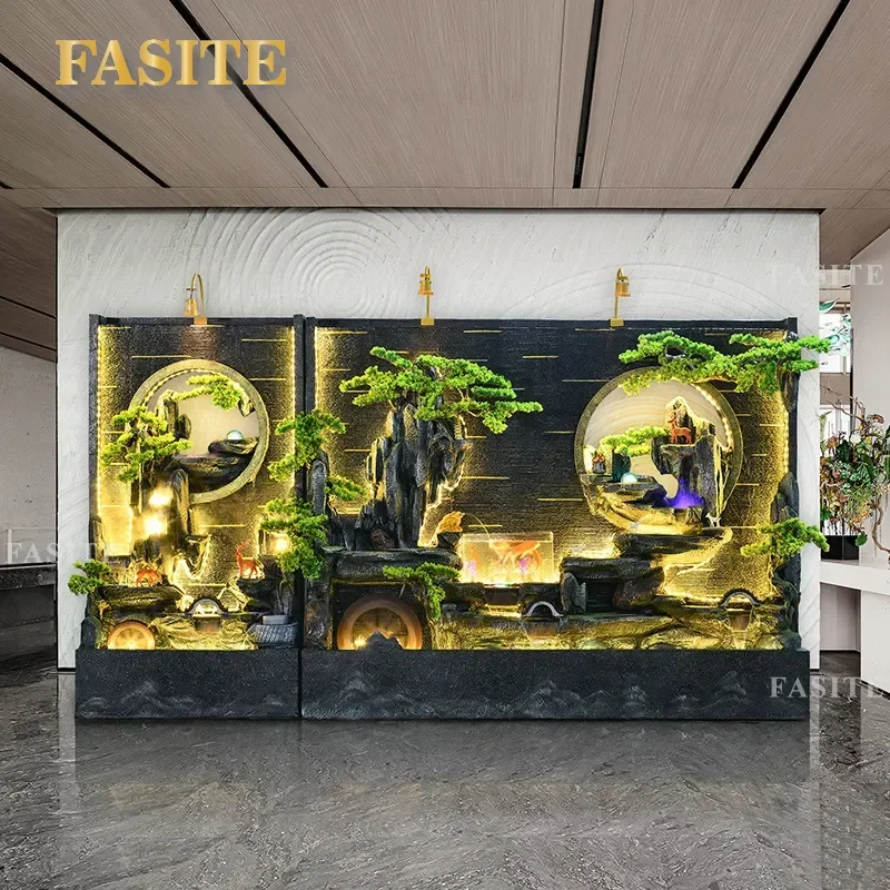 Outdoor Waterfall Fountain Rockery Garden Landscape Decoration for Villa Hotel Entrance Yard Patio Ornament with Flowing