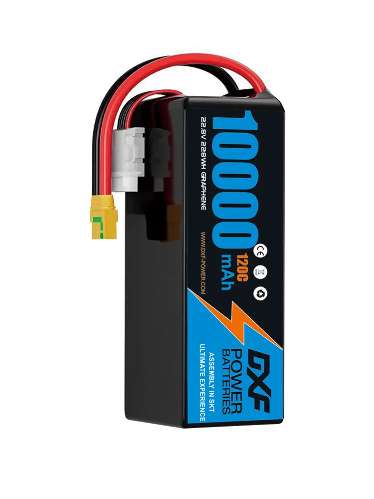 DXF Lipo batterie 6S 10000mAh 22.8V 120C avec étui rigide XT90 EC5 pour 1/8 Buggy Truggy tout-terrain voiture bateau camion avion UAV RACIN