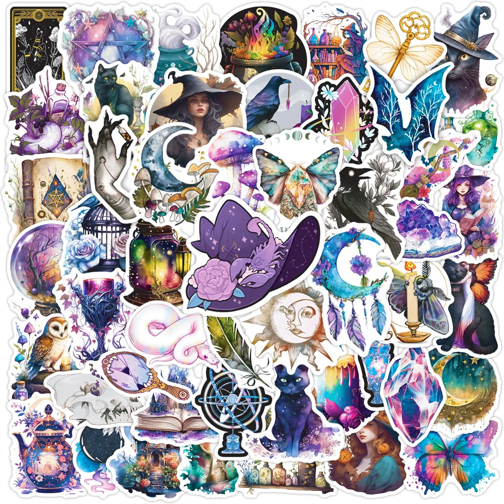 10/30/50PCS Cool Goth Witch Magic Cartoon Stickers Aesthetic Graffiti Decoration Waterproof Motorcycle Phone Laptop Suitcase Toy