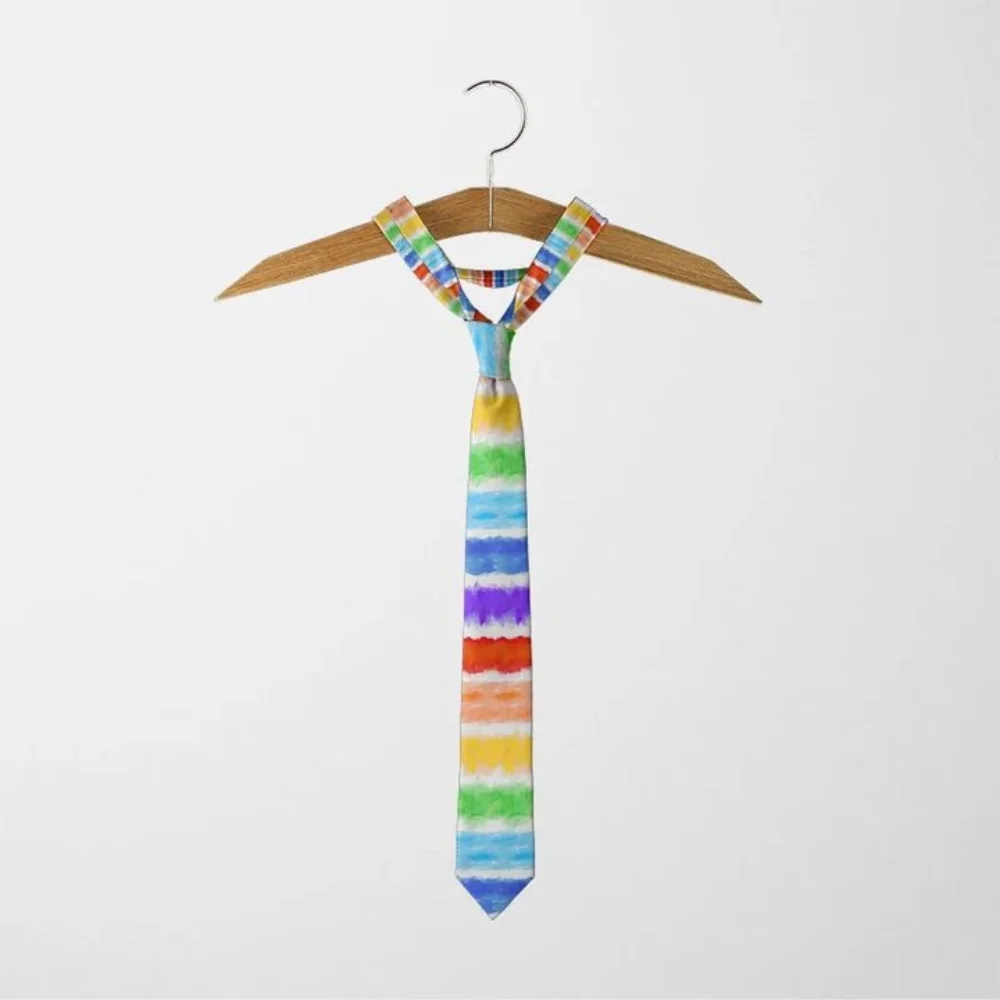 Creative 8cm Rainbow Tie Adjustable Soft Colorful Tie Hand Tied Narrow Men Necktie Suit Accessories