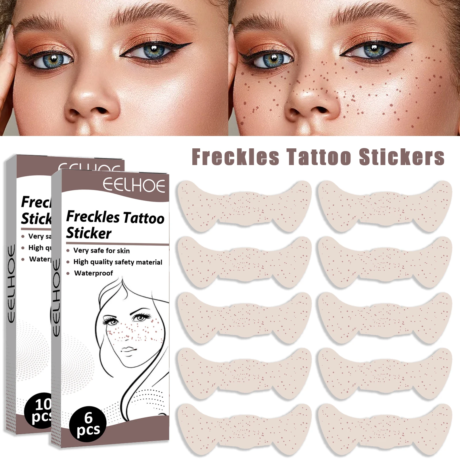 6/10pcs Sexy Fake Freckles Tattoo Stickers Freckles Makeup Stickers Women Makeup Accessories Fashion Makeup Temporary Waterproof