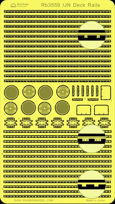 Rainbow PE 1/350 IJN Deck Rails (for aircraft, torpedo & depth charges) RB3559