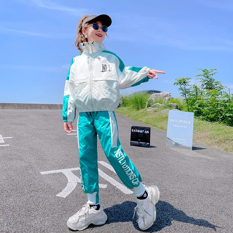 Spring Autumn Teen Girls Clothing Sets New Fashion Zipper Sweatshirt + Pants 2Pcs Sports Suit Kids Tracksuit 5 6 8 10 12 14 Year