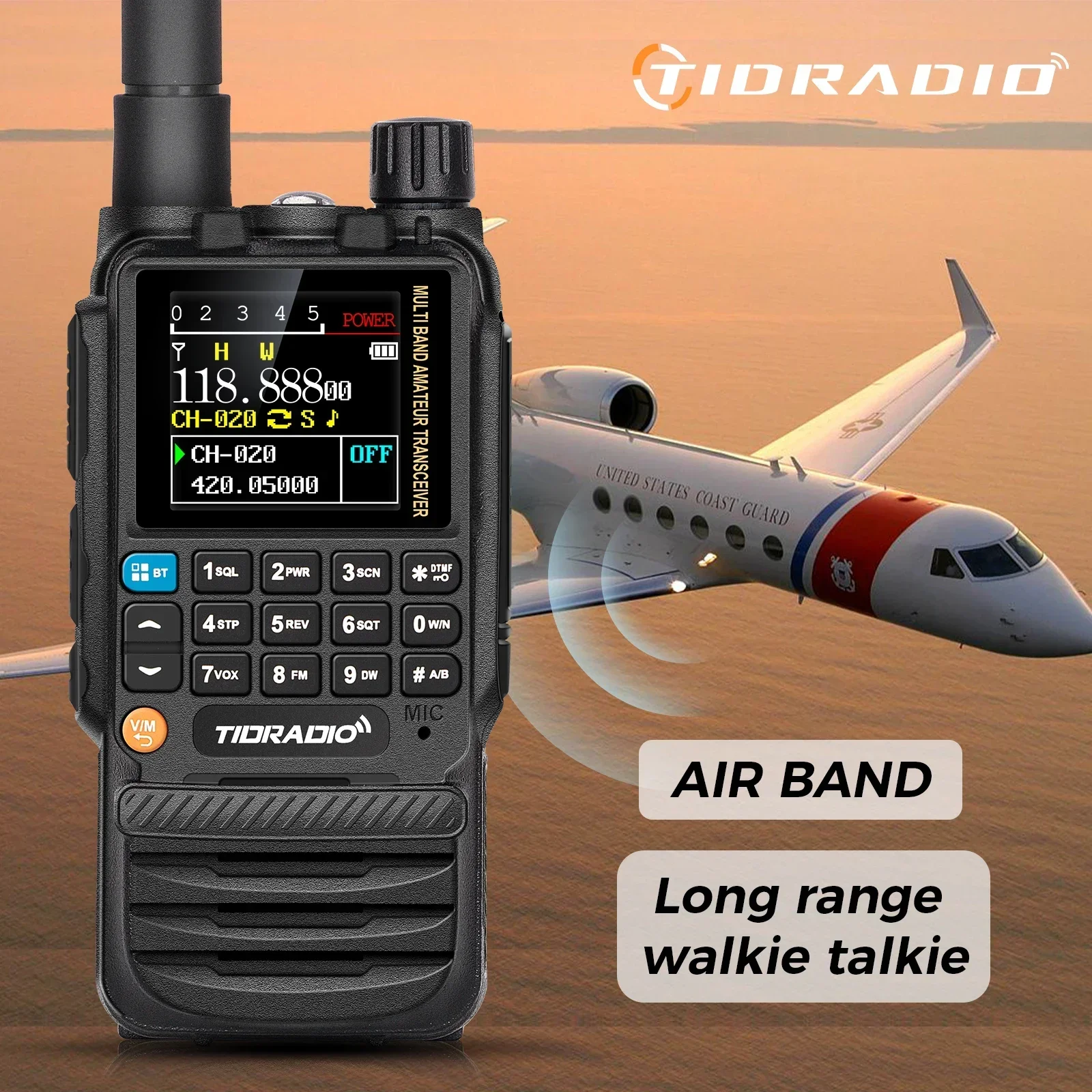 

TIDRADIO H3 Long Range Walkie Talkies Wireless Programming Air Band Handheld Tow Way Radio Frequency Copy Wireless Station HAM