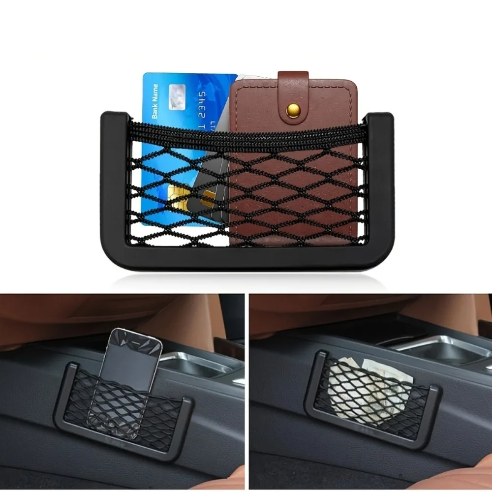 Redes de Armazenamento para Carro, Organizador Adesivo para Assento Automotivo, Bolsos Laterais para Porta, Multifuncional, 15-20cm, Redes Resilientes para Estilização e Armazenamento Automotivo