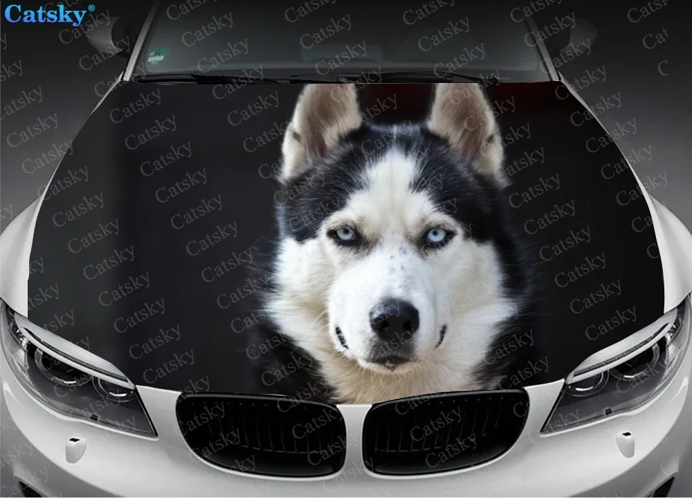 husky animal Car Hood Vinyl Stickers Wrap Vinyl Film Engine Cover Decals Sticker on Car Auto Accessories