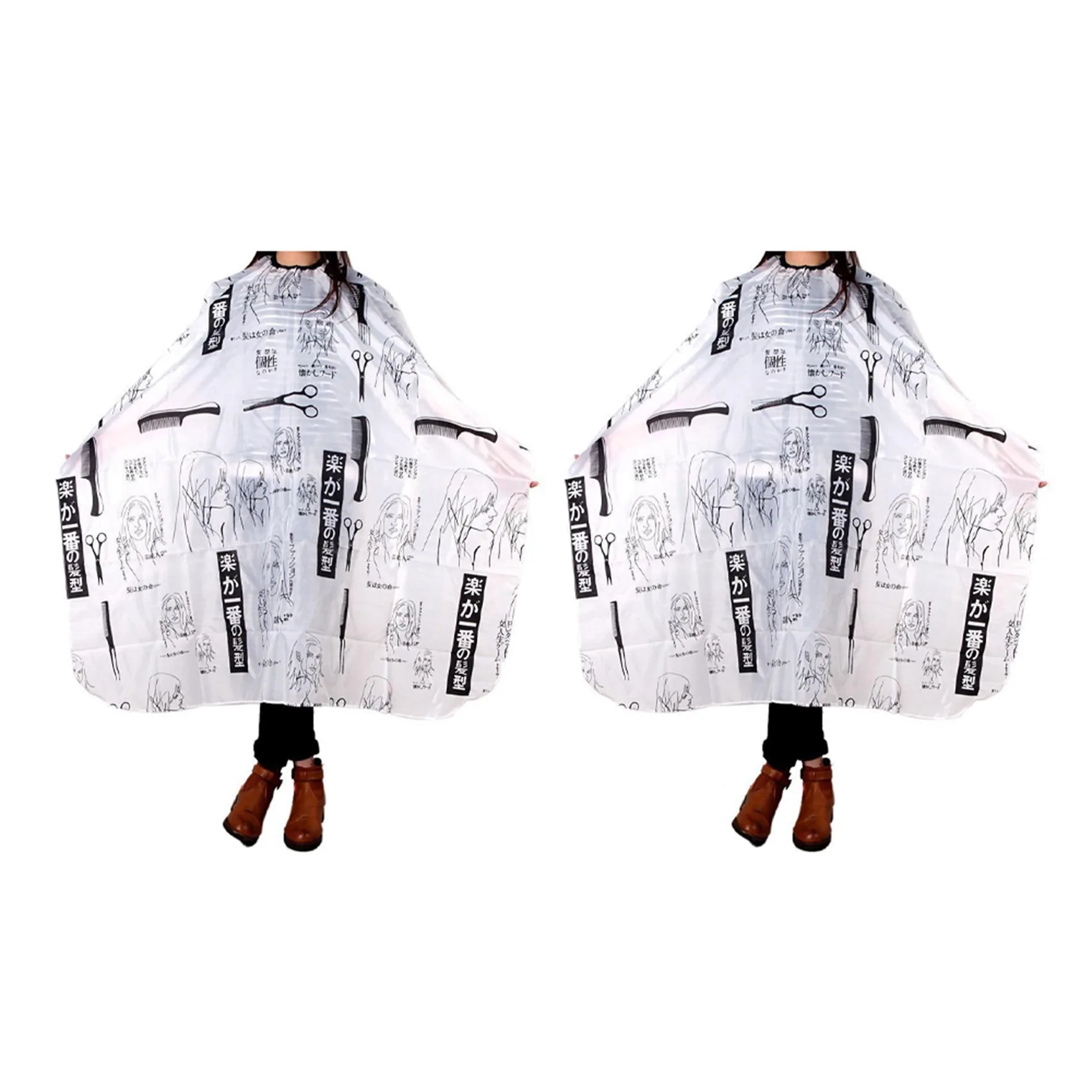 

M14K-2X Adult Salon Barber Gown Cape Hairdressing Hairdresser Hair Cutting Cloth Black