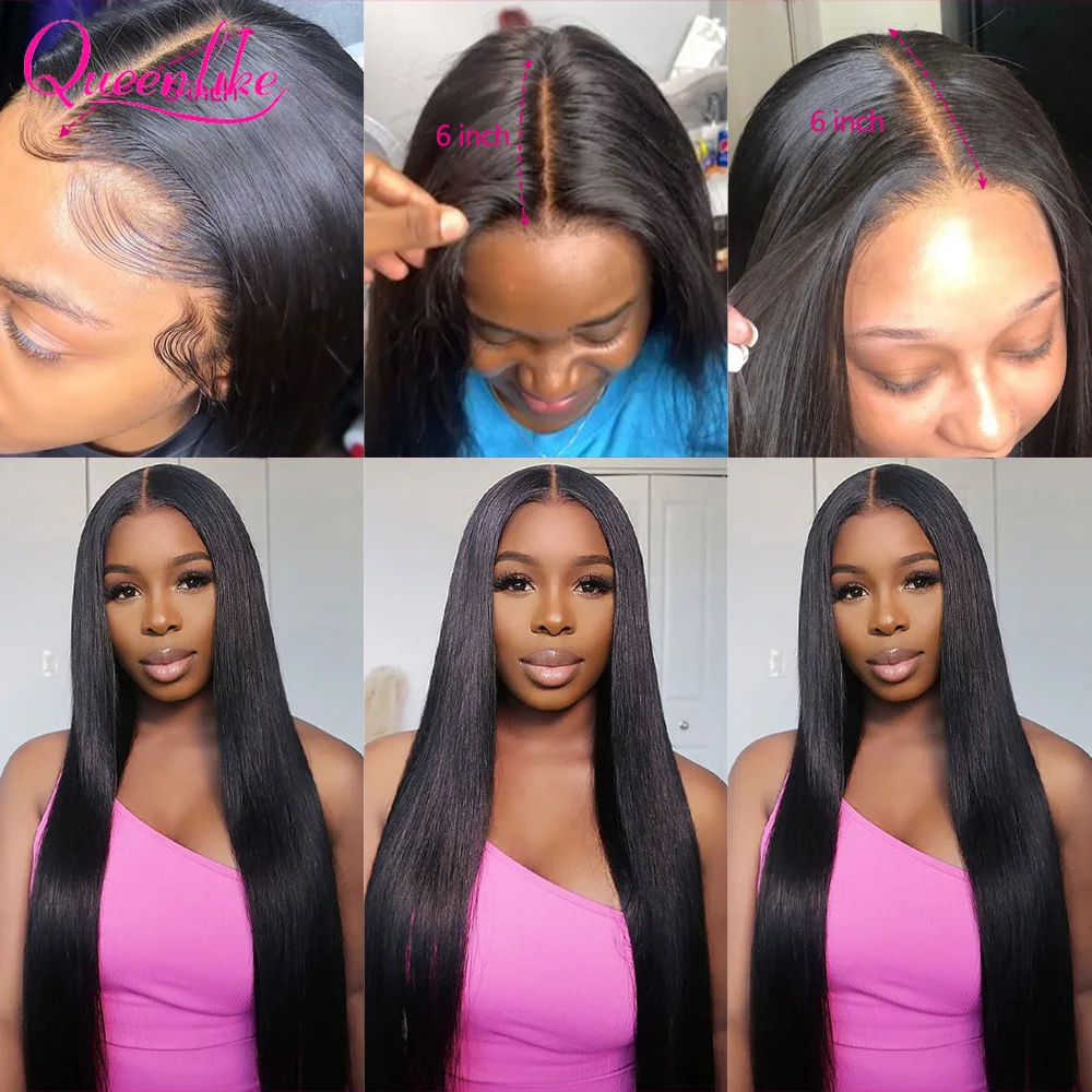 2x6 Lace Closure 14-26 inch Brazilian Straight Lace Closure 6 Inch Deep Part Closure Human Hair for Women Middle Part