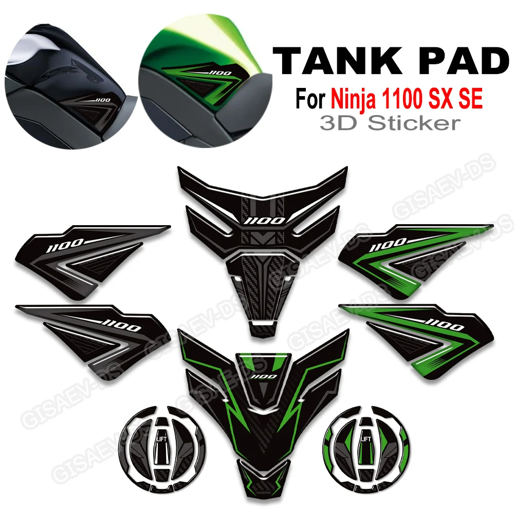 For Ninja 1100 SX 1100SX SE Tank Pad Stickers Fuel Tank Scratch Resistant Fairing Front Fender 3D Resin Stickers