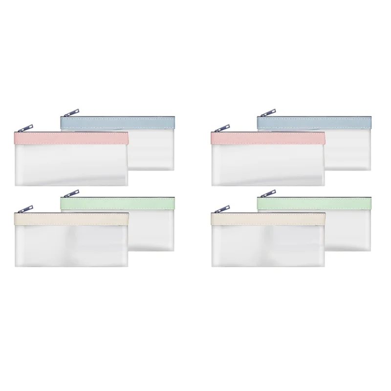 EDT-8 Buah Tas Uang dengan Ritsleting, Amplop Uang Tunai, Kantong Uang, Tas Deposit Bank Bening, Tas Bank, Tas Uang Tunai, Tas Koin