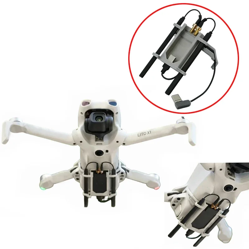 For DJI LITO / LITO X1 Drone 4G Module Mounting Bracket Data Cable/Antenna Kit Clip-on Quick Installation Bottom Mount Holder