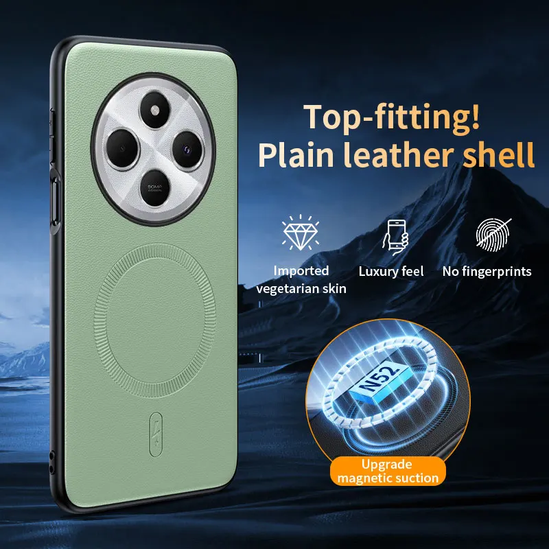 

Кожаный силиконовый чехол для телефона Poco C75 C85 M7 5G с магнитной беспроводной зарядкой для Redmi A4 5G, защита объектива, мягкая задняя крышка, чехлы