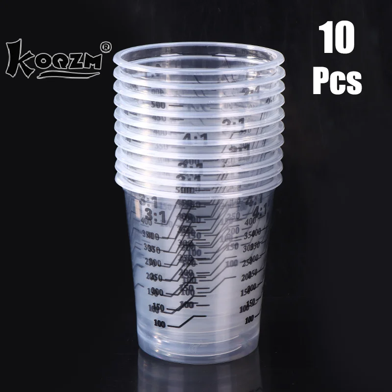 10Pcs 500ml Disposable Clear Plastic Paint Mixing Cups Mixing Pot Paint Mixing Calibrated Cup