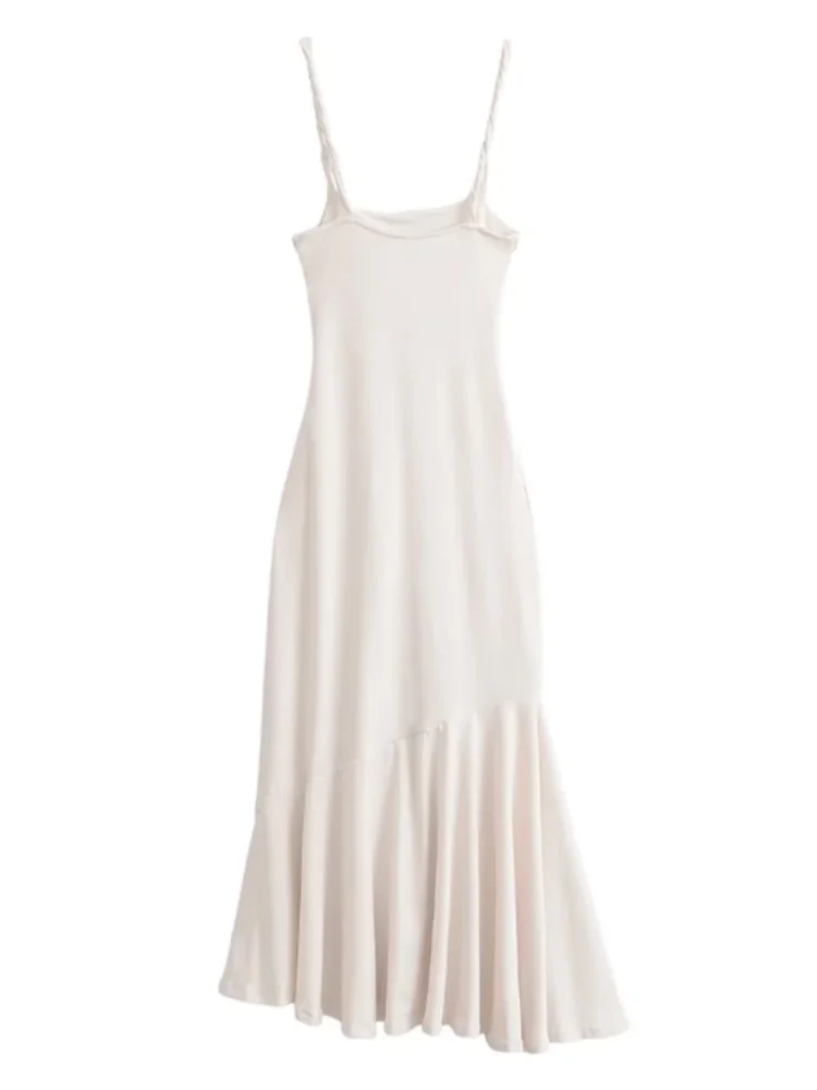 

Sexy Square Neck Ruched Drawstring Slip Dress Women's Elegant Hem Soft Satin Party Sundress 2026 Chic Evening Long Dresses New