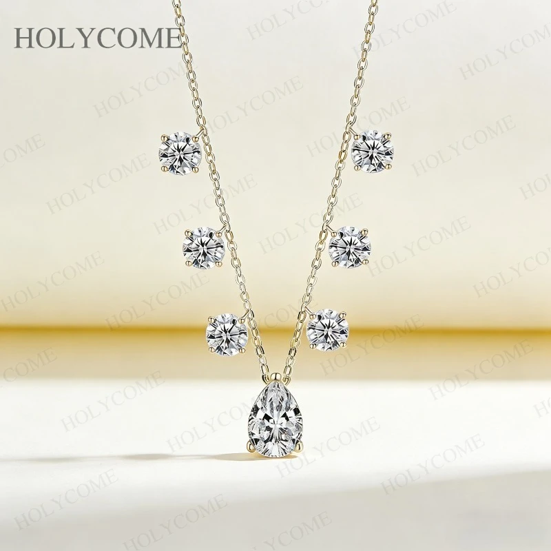 Customm Pendant Moissanite Pear Cut 925 Sterling Silver Total 5-6CT D Color Top Quality For Girls Wedding Birthday Jewelry Gifts