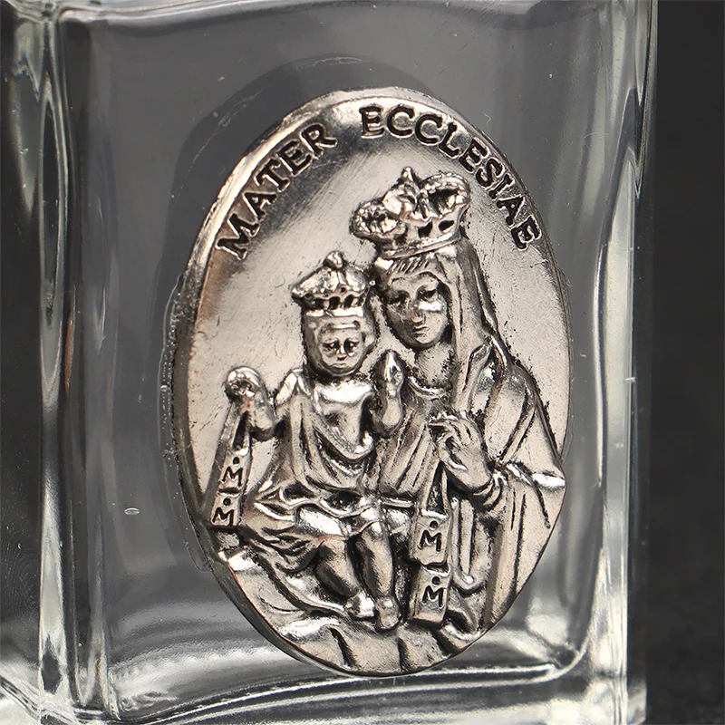Home Holy Water Bottle 15ml Sliver Cover Glass Holy Water Jesus Bottle Religious Cross Bottle Christian Virgin Sculpture Bottle