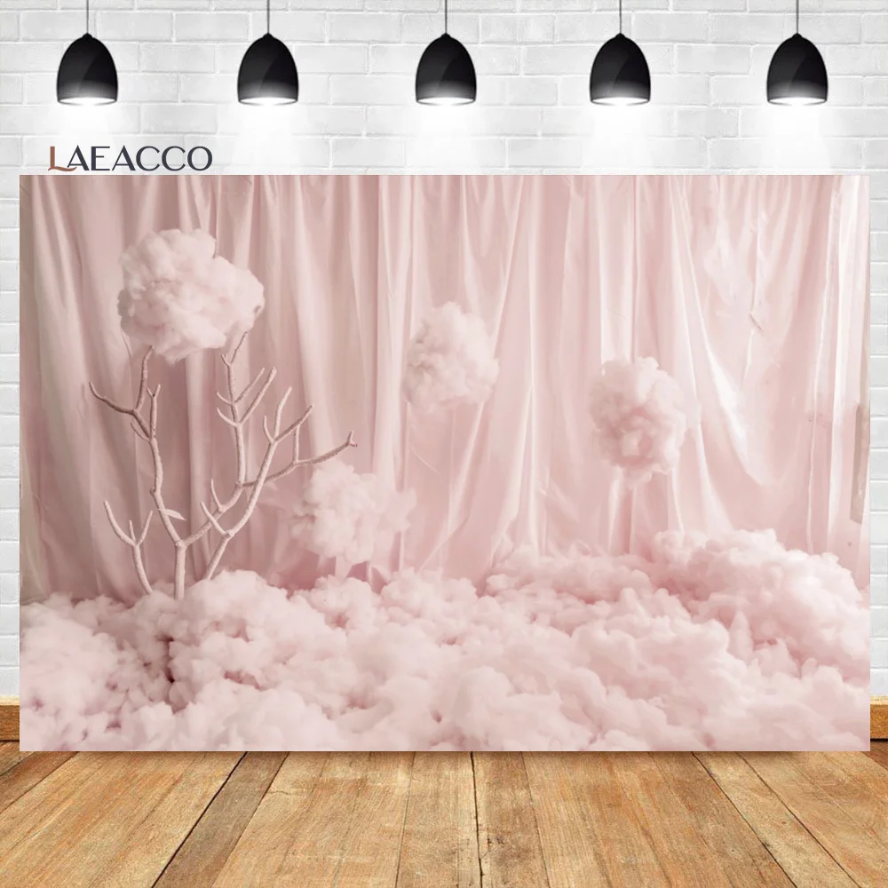 Laeacco White Clouds Newborn Photo Backdrop Blue Sky Glitter Stars Baby Shower Kids Cake Smash Portrait Photography Background