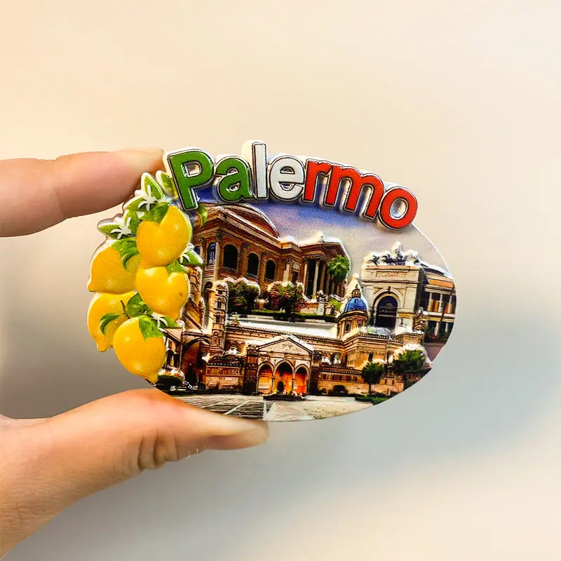 

Palermo Home Decorations Three-Dimensional Painted Sicily Capital Building Refrigerator Magnets World Travel Souvenirs