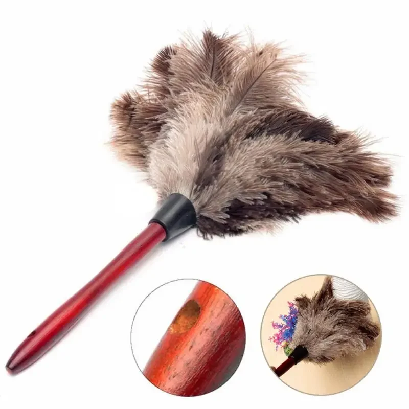 1~10PCS Ostrich Feather Duster Brush 32cm Wood Handle Anti-static Cleaning Tool Household Car Dust Portable Cleaner Tools Acces