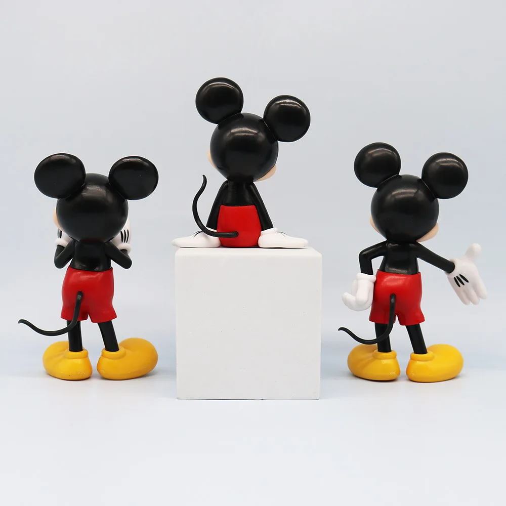 Disney 3 Sets Large Cute Mickey Mouse Hand Bruto Doll Standing Posture Cartoon Ornaments Model Collection Decoration.