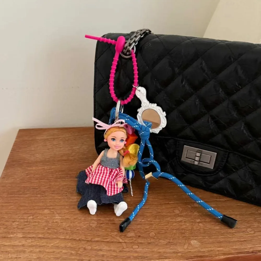 New Cute Doll Pendant Hanging Ornament DIY Change Clothes Car Key Ring Bag Accessories for Barbie Doll